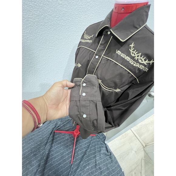 Senor De Los Cielos Brown Western Embroidered Shirt Cowboy Rodeo Long Sleeve - Picture 8 of 8